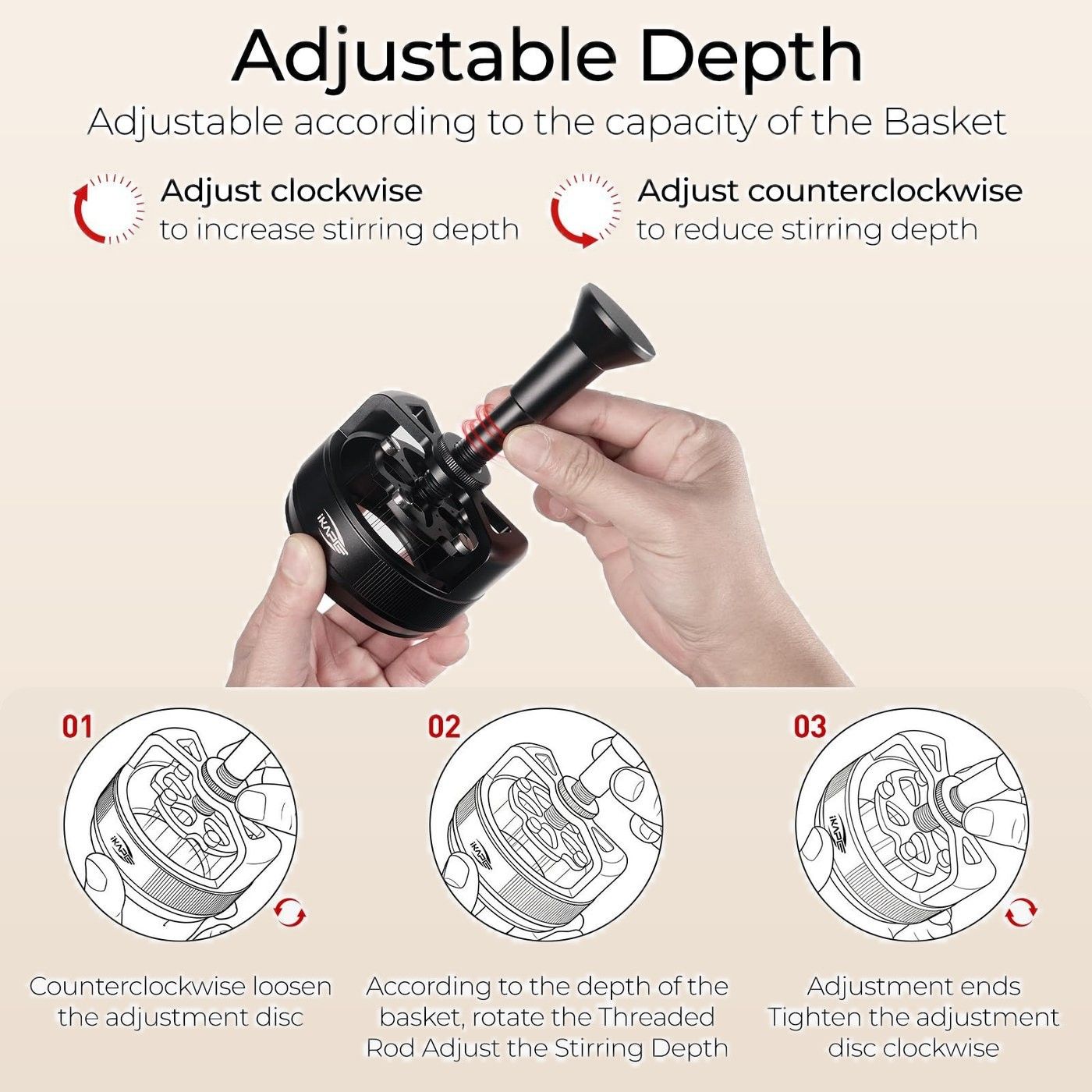 IKAPE Rotary WDT Needle Distributor — Depth to suit the basket