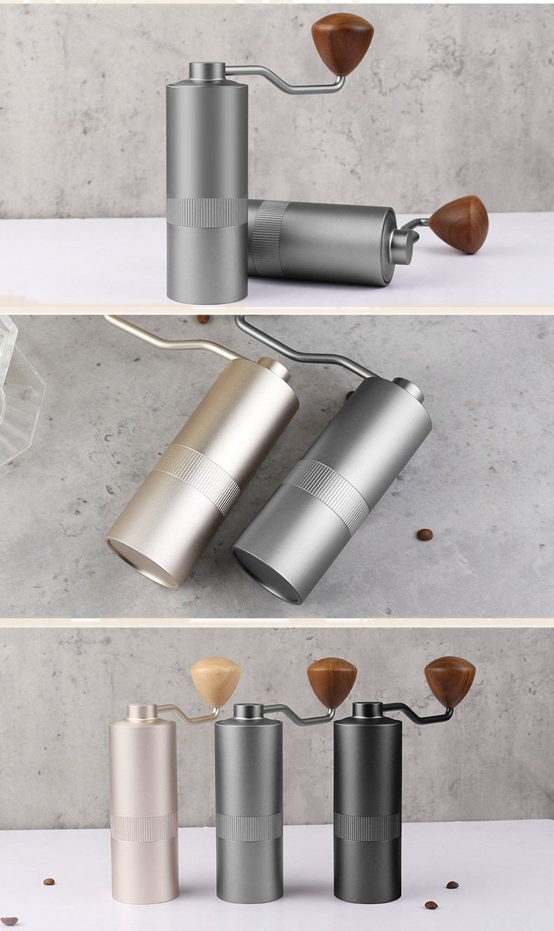 Manual Coffee Grinder with CNC Stainless Burr and 24-Step Dial — Four finishes on the shelf