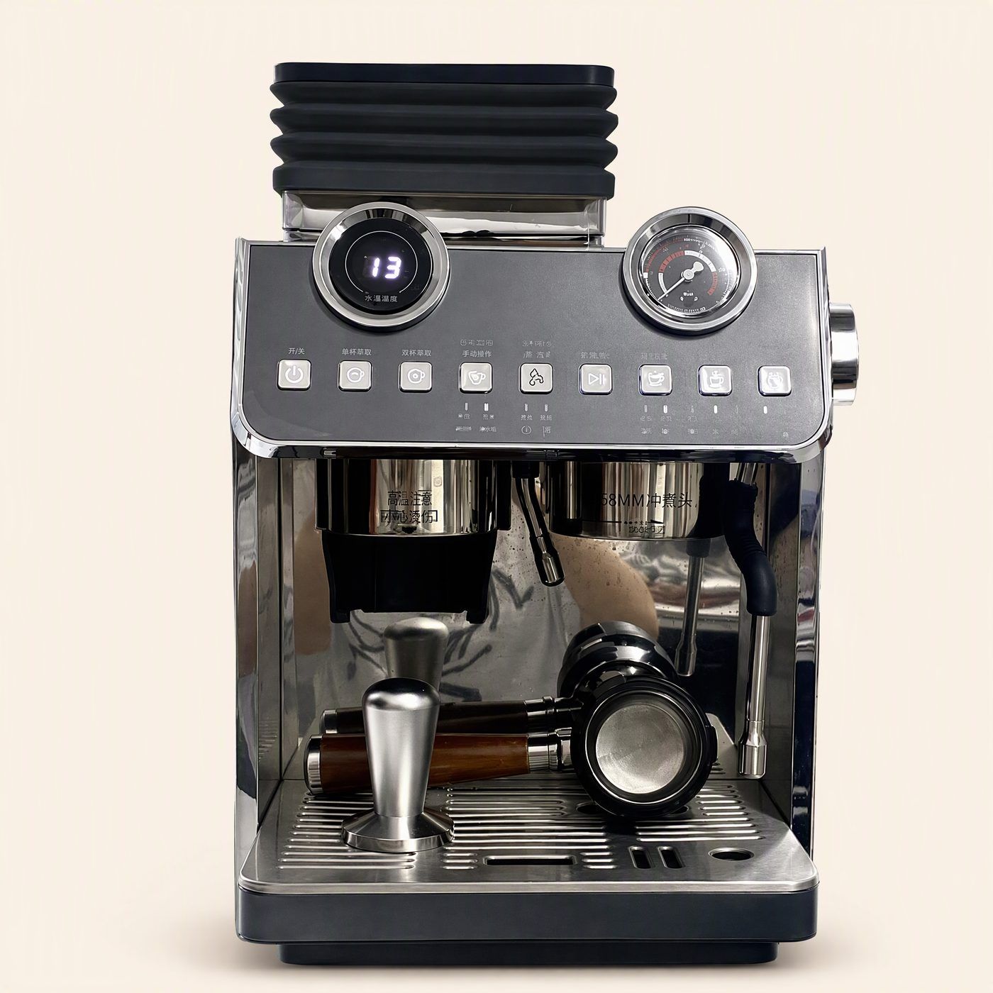 Electric Espresso Machine with Dual Boilers and Built-in Grinder product photo