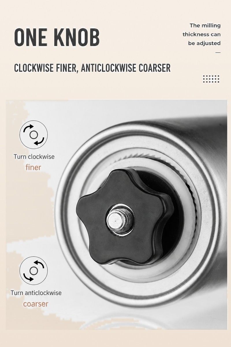 Manual Coffee Grinder with Ceramic Burr — One knob, no numbers to remember